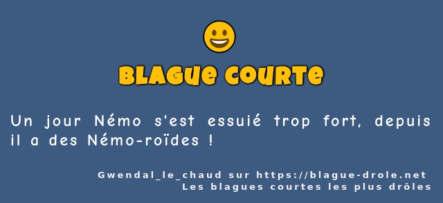 Un jour Némo s'est essuié trop fort, depuis...