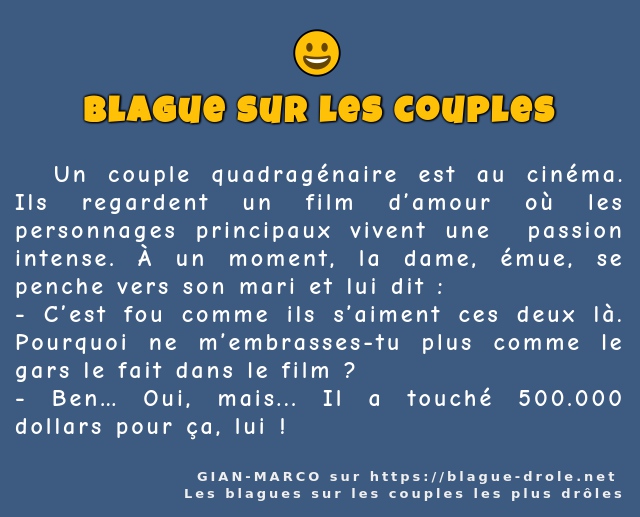   Un couple quadragénaire est au cinéma. Ils...