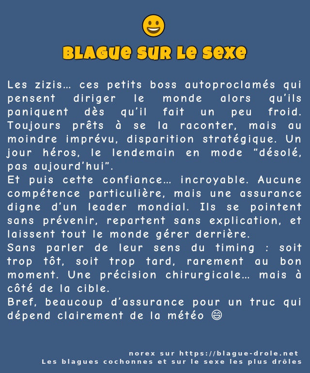 Les zizis… ces petits boss autoproclamés qui...
