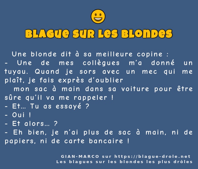  Une blonde dit à sa meilleure copine :