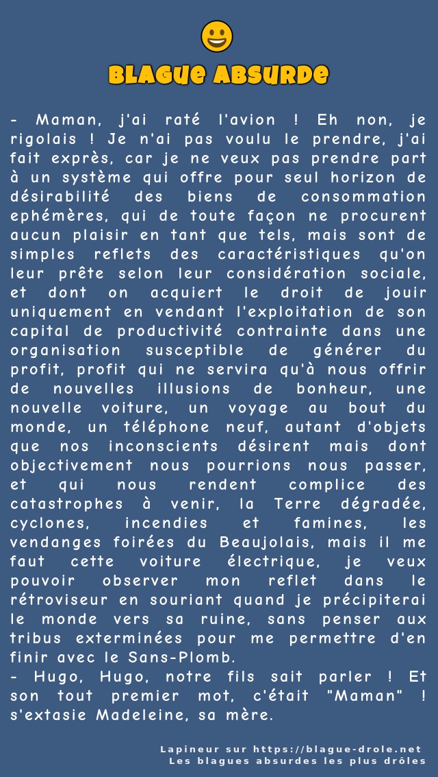 Maman, j'ai raté l'avion ! Eh non, je...