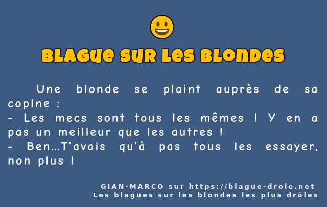   Une blonde se plaint auprès de sa copine :