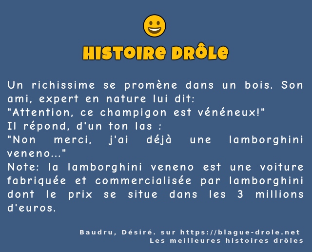 Un richissime se promène dans un bois. Son...
