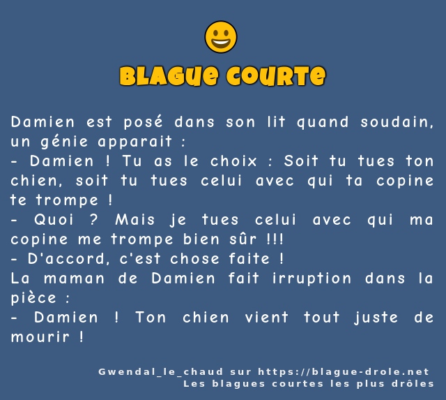 Damien est posé dans son lit quand soudain,...