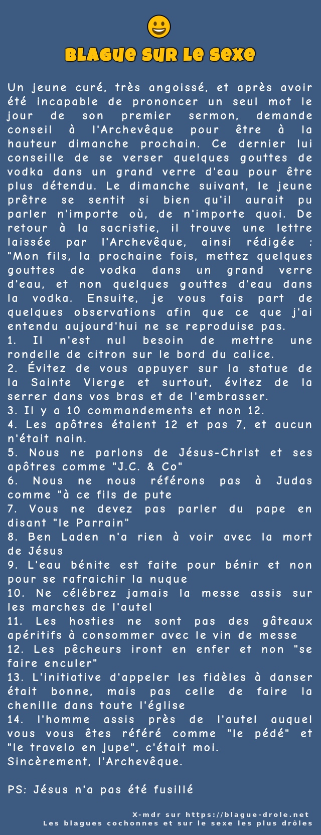 Un jeune curé, très angoissé, et après avoir...