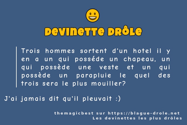 Trois hommes sortent d'un hotel il y en a un...
