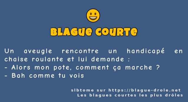 Un aveugle rencontre un handicapé en chaise...