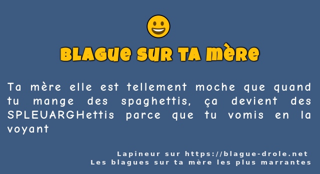 Ta mère elle est tellement moche que quand...