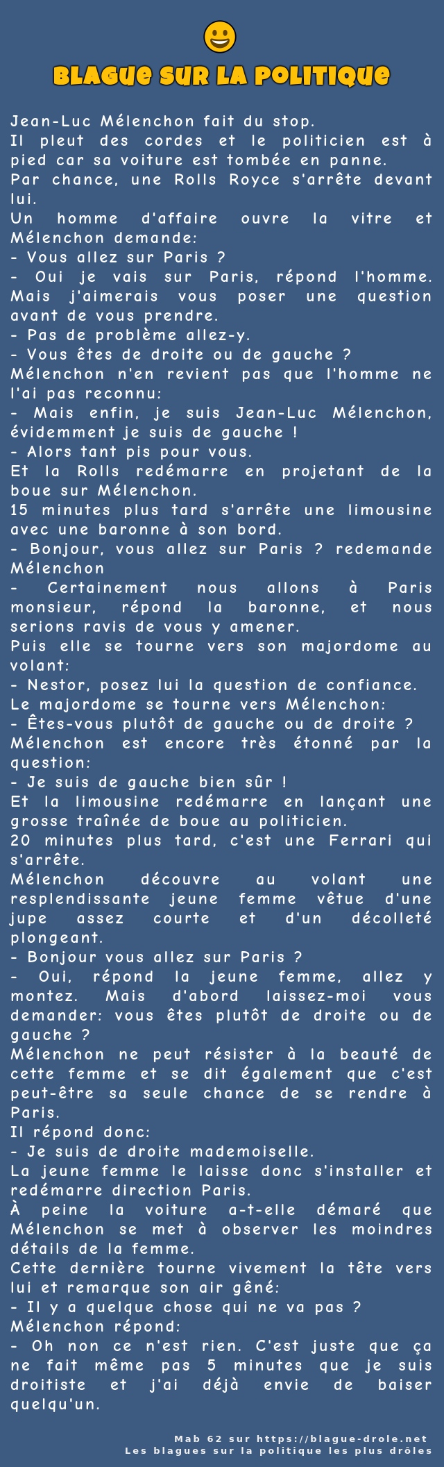 Jean-Luc Mélenchon fait du stop.