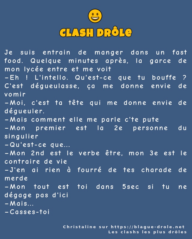 Je suis entrain de manger dans un fast food....
