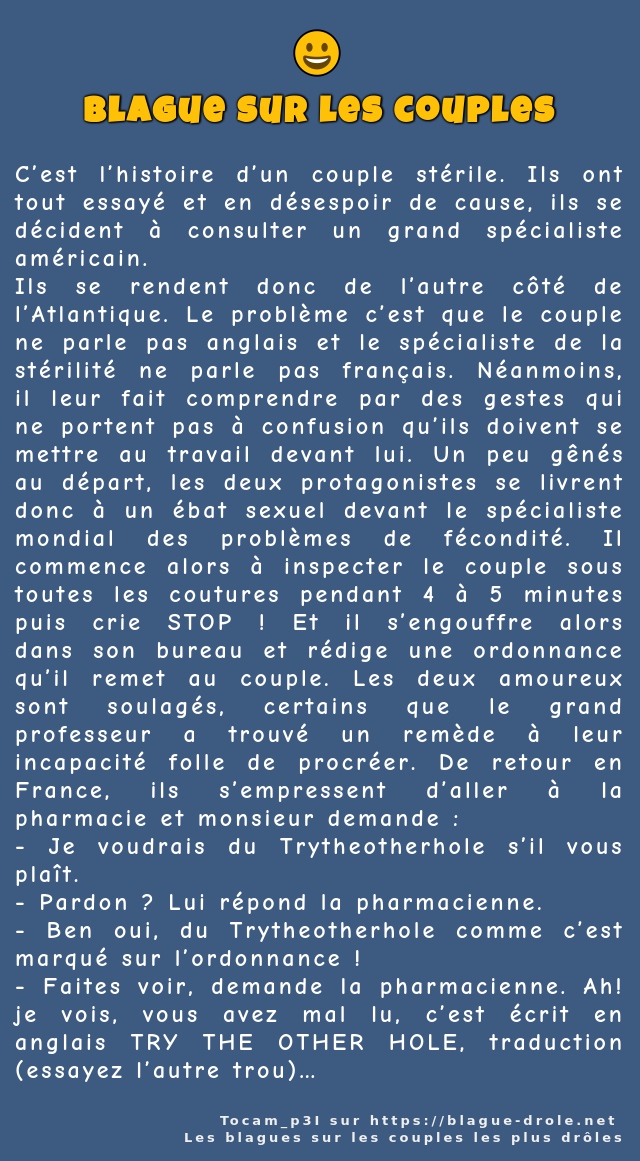 C’est l’histoire d’un couple stérile. Ils...