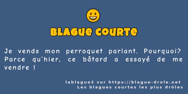 Je vends mon perroquet parlant. Pourquoi ?...