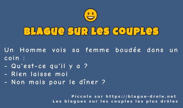 Un Homme vois sa femme boudée dans un coin :