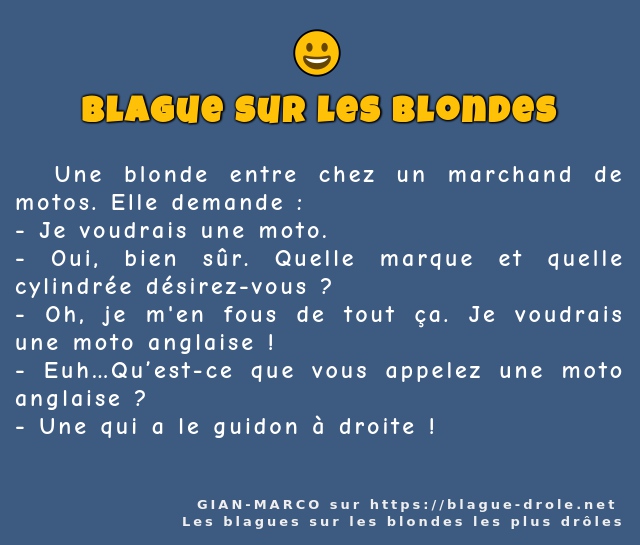   Une blonde entre chez un marchand de...