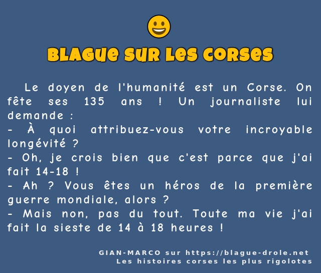   Le doyen de l'humanité est un Corse. On...
