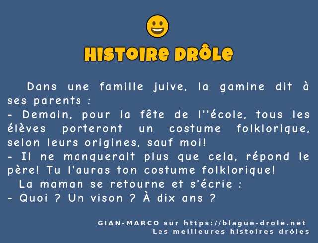   Dans une famille juive, la gamine dit à...