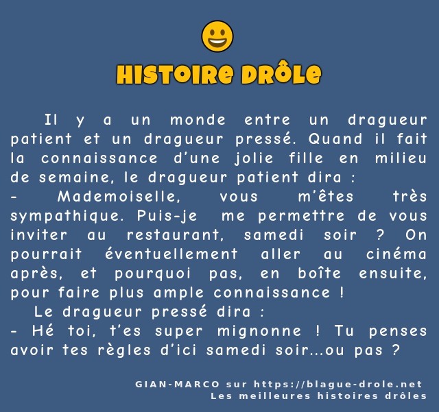   Il y a un monde entre un dragueur patient...
