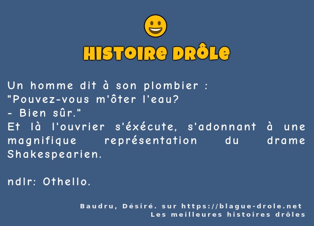 Un homme dit à son plombier :