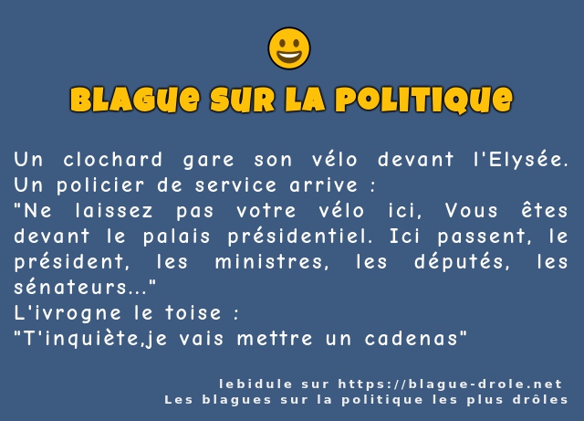 Un clochard gare son vélo devant l'Elysée....