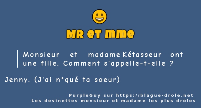 Monsieur et madame Kétasseur ont une fille....