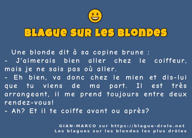   Une blonde dit à sa copine brune :