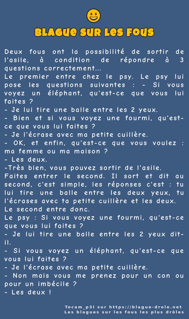 Deux fous ont la possibilité de sortir de...