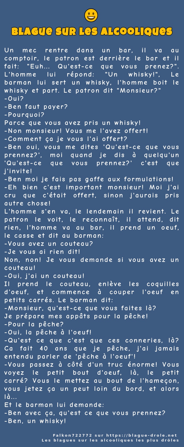 Un mec rentre dans un bar, il va au...