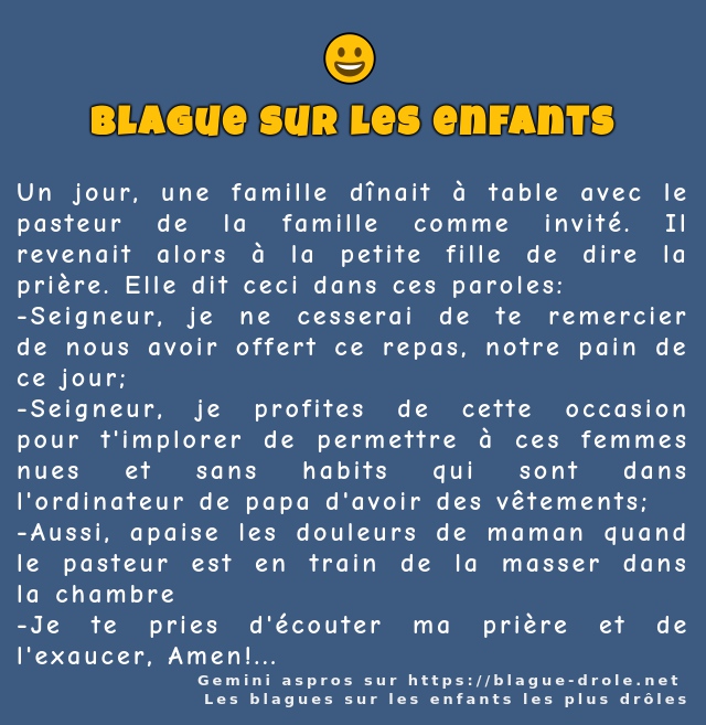 Un jour, une famille dînait à table avec le...