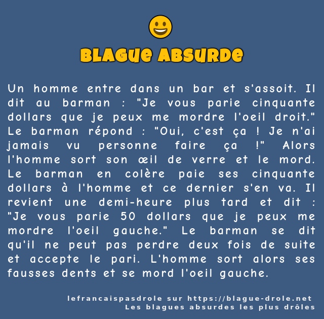 Un homme entre dans un bar et s'assoit. Il...