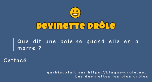 Que dit une baleine quand elle en a marre ?