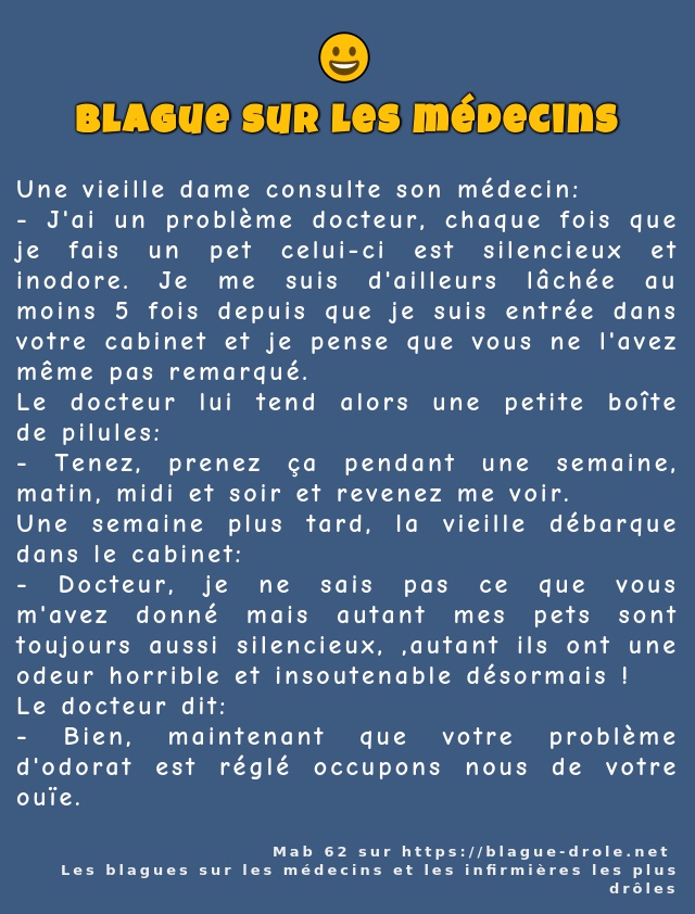 Une vieille dame consulte son médecin:
