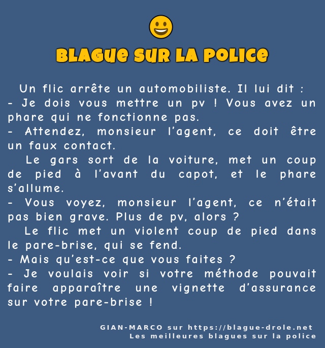   Un flic arrête un automobiliste. Il lui...