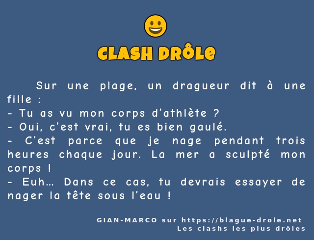    Sur une plage, un dragueur dit à une...