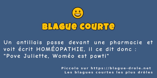 Un antillais passe devant une pharmacie et...