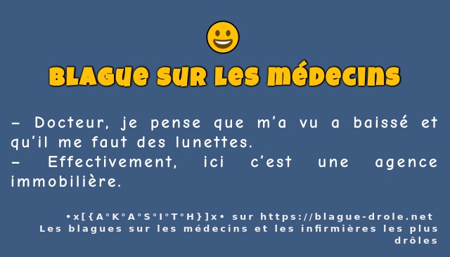– Docteur, je pense que m’a vu a baissé et...