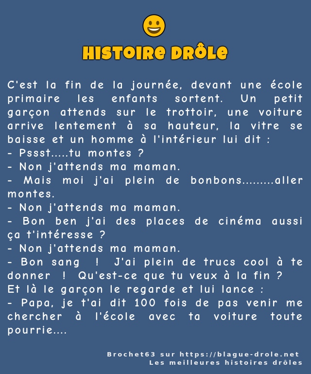 C'est la fin de la journée, devant une école...