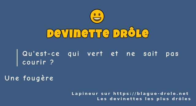 Qu'est-ce qui vert et ne sait pas courir ?