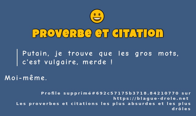 Putain, je trouve que les gros mots, c'est...