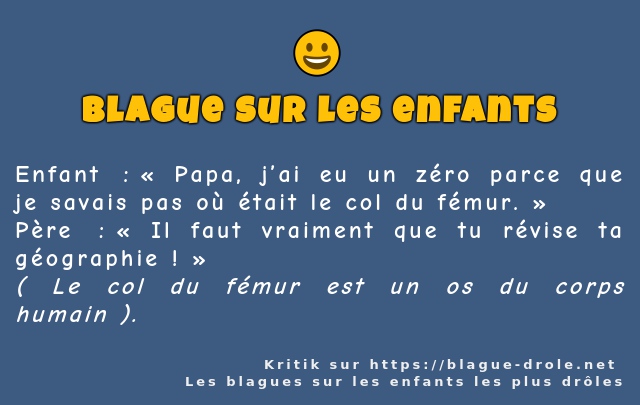 Enfant :  Papa, j’ai eu un zéro parce que je...