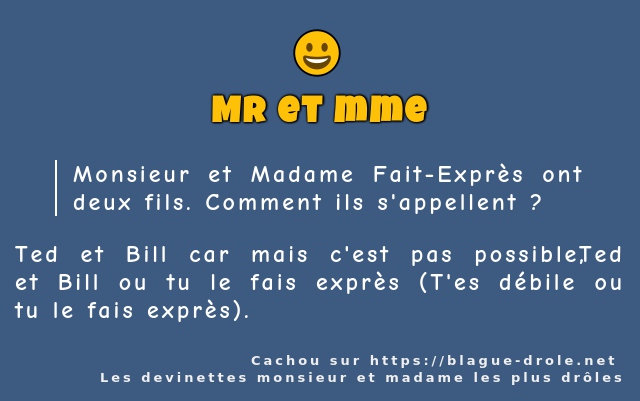 Monsieur et Madame Fait-Exprès ont deux...