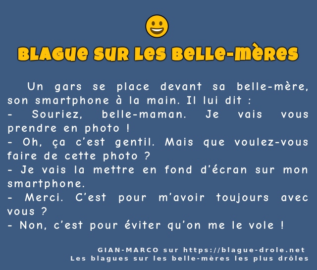   Un gars se place devant sa belle-mère, son...