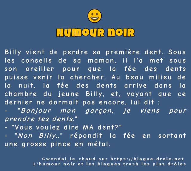 Billy vient de perdre sa première dent. Sous...