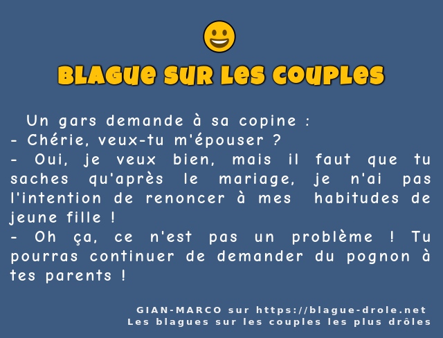   Un gars demande à sa copine :