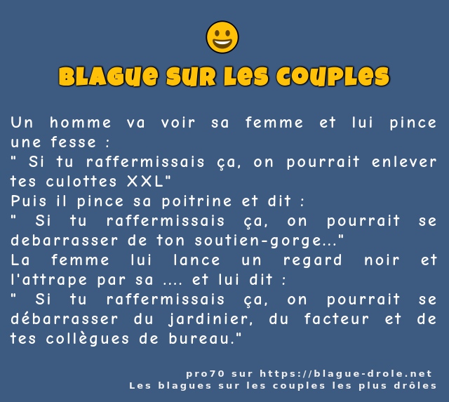 Un homme va voir sa femme et lui pince une...