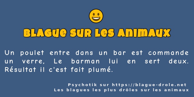 Un poulet entre dans un bar est commande un...