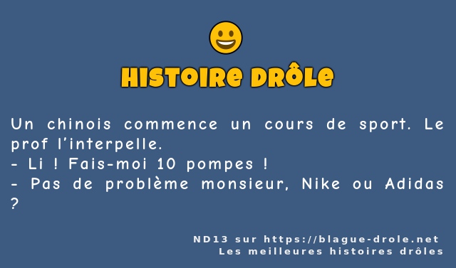 Un chinois commence un cours de sport. Le...