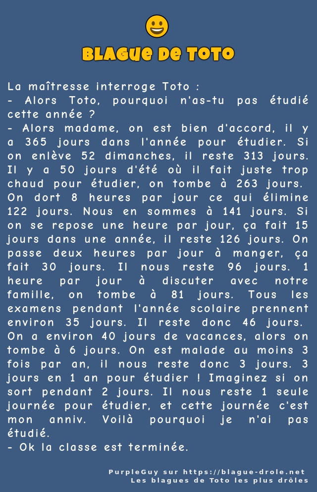 La maîtresse interroge Toto : 