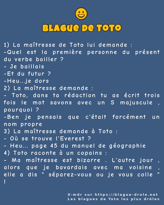 1) La maîtresse de Toto lui demande :