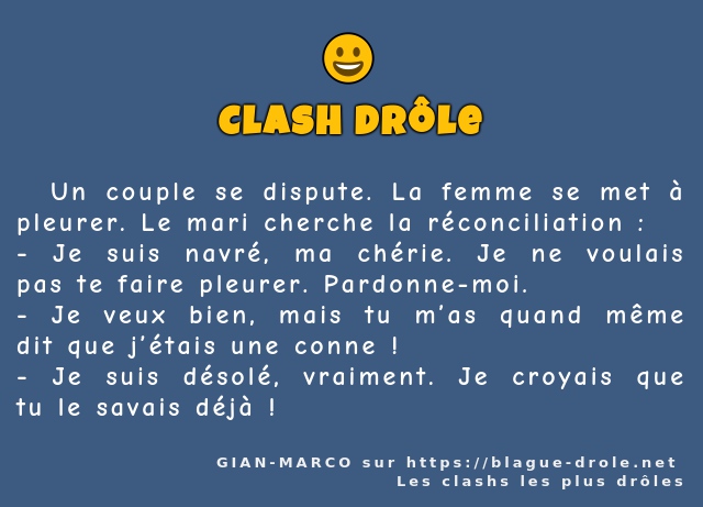   Un couple se dispute. La femme se met à...