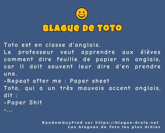 Toto est en classe d'anglais.